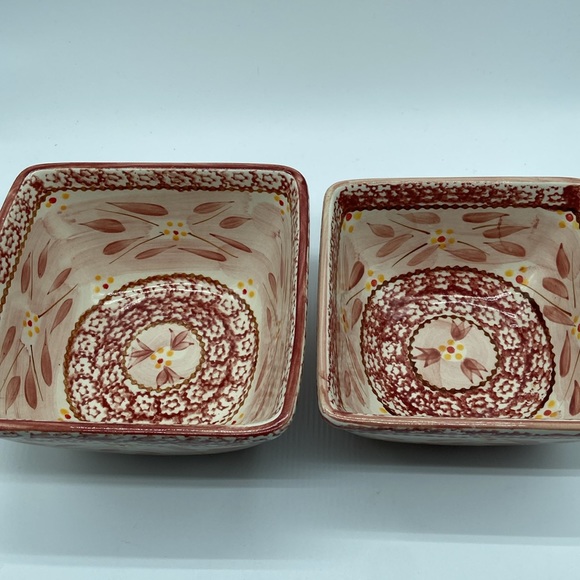 2 Temp-tations Stoneware Square Nesting Serving Bowls Old World Pattern - Picture 2 of 4